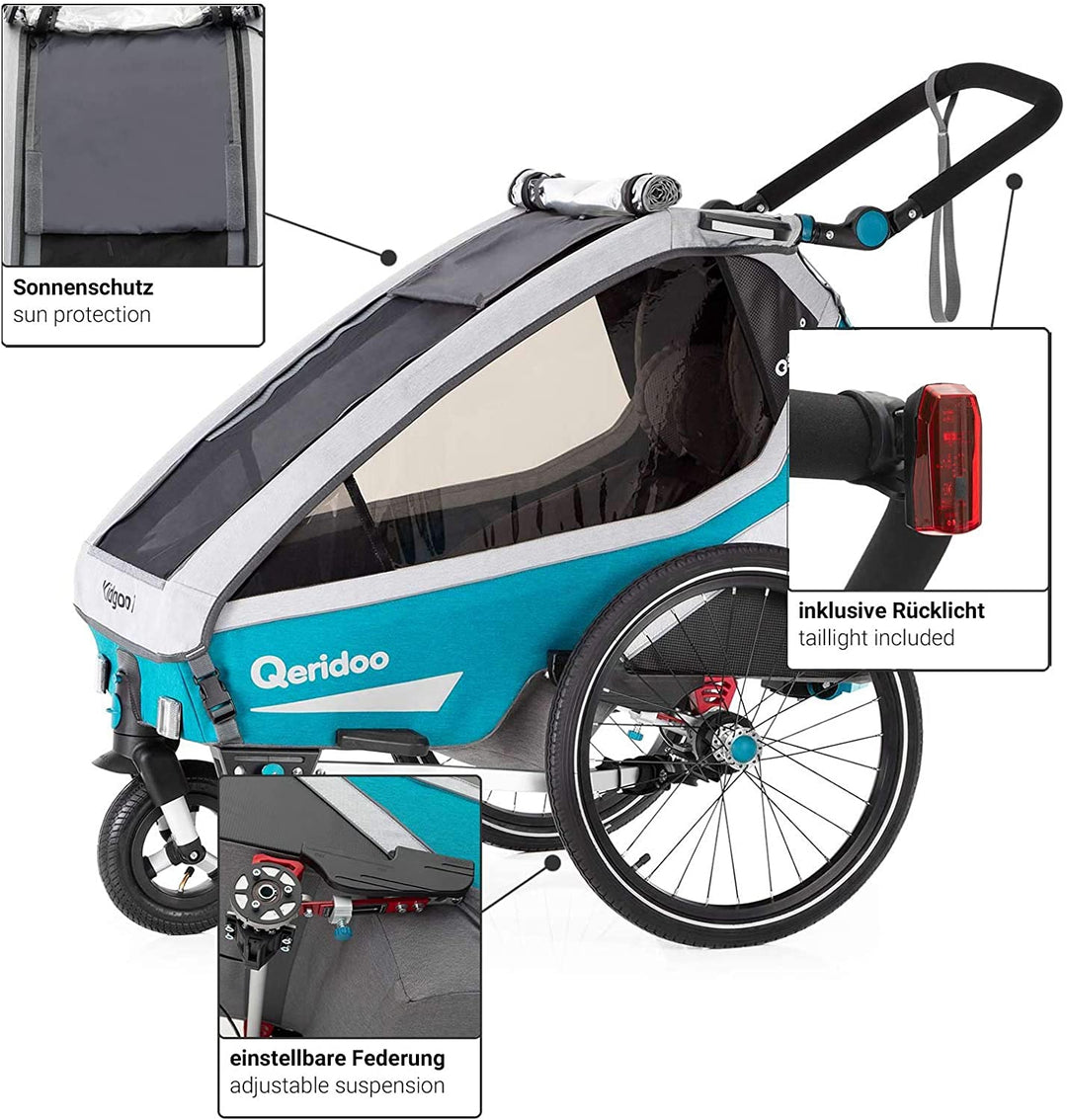 qeridoo sonnensegel Qeridoo Kidgoo1 2020 Bike Trailer Petrol