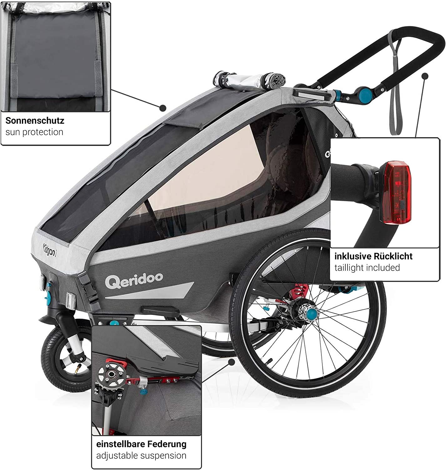 sonnensegel qeridoo Qeridoo Kidgoo1 2020 Bike Trailer Grey